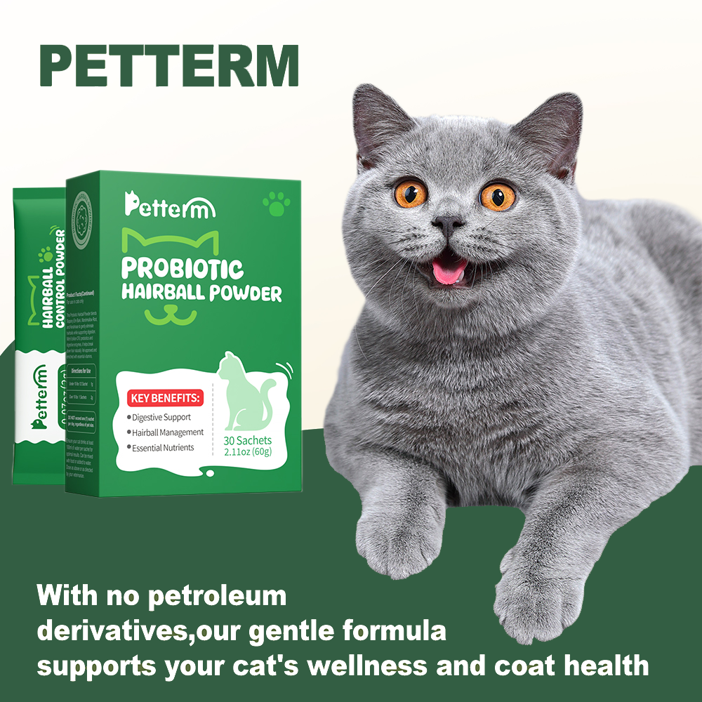 Petterm Probiotic Hairball Control Powder Supplement