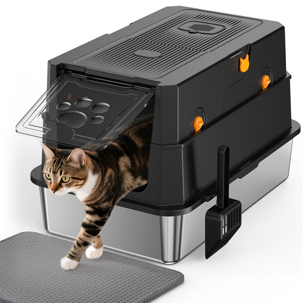 Petterm Fully Enclosed Stainless Steel Litter Box