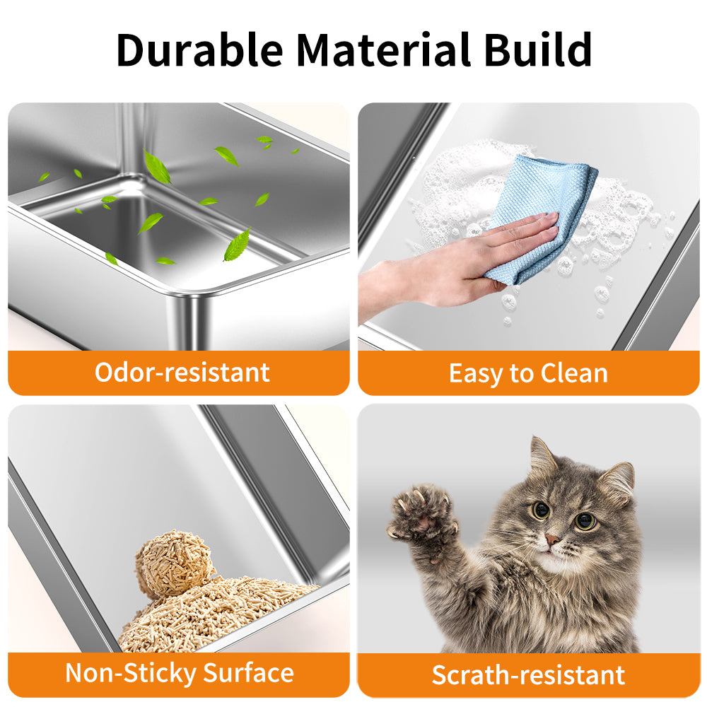Petterm Fully Enclosed Stainless Steel Litter Box