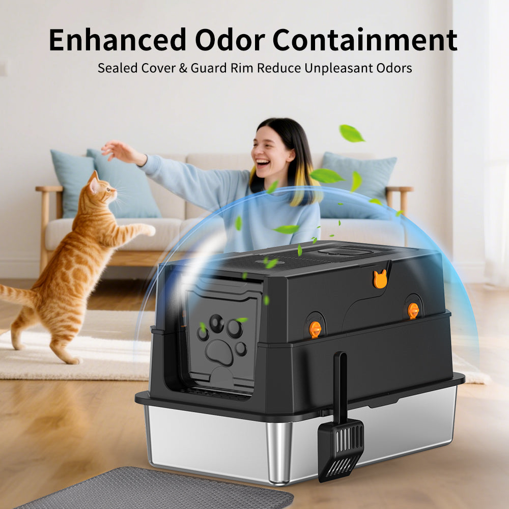Petterm Fully Enclosed Stainless Steel Litter Box