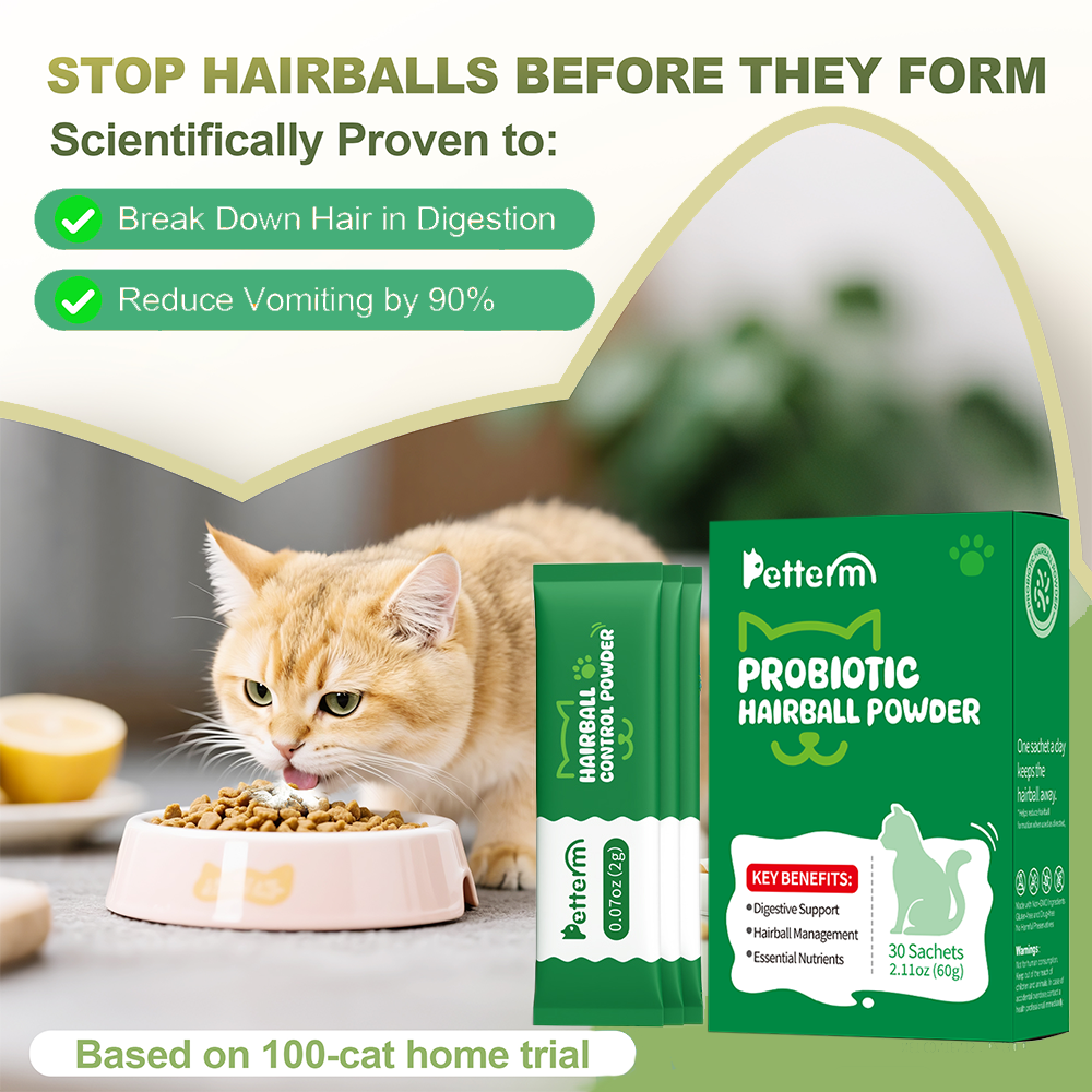 Petterm Probiotic Hairball Control Powder Supplement
