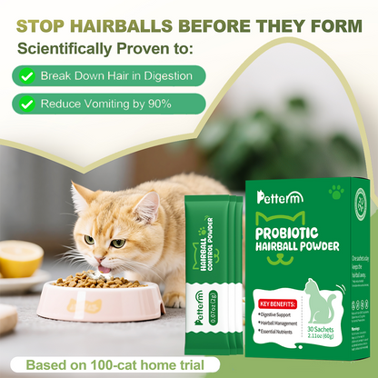 Petterm Probiotic Hairball Control Powder Supplement