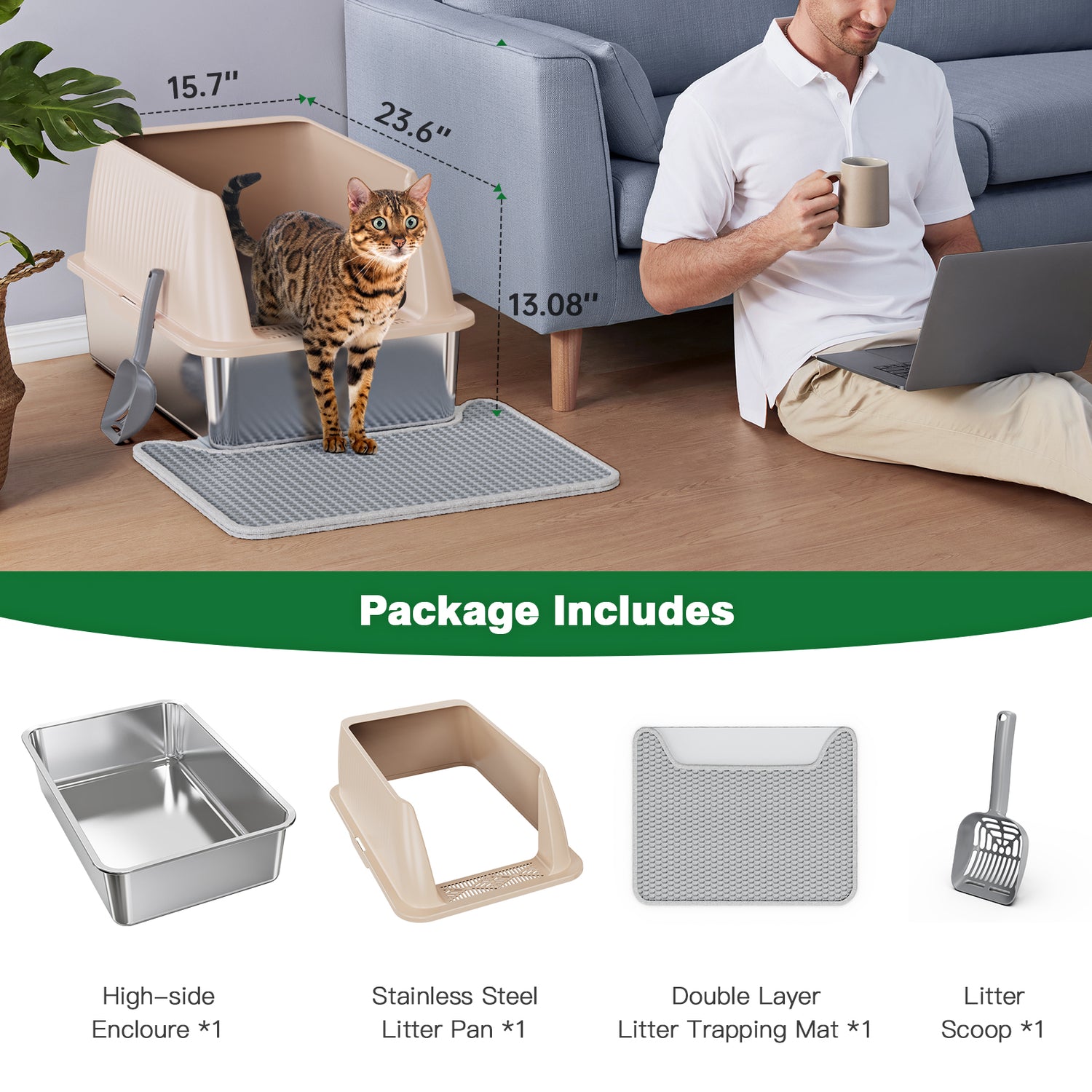 Petterm Stainless Steel Litter Box