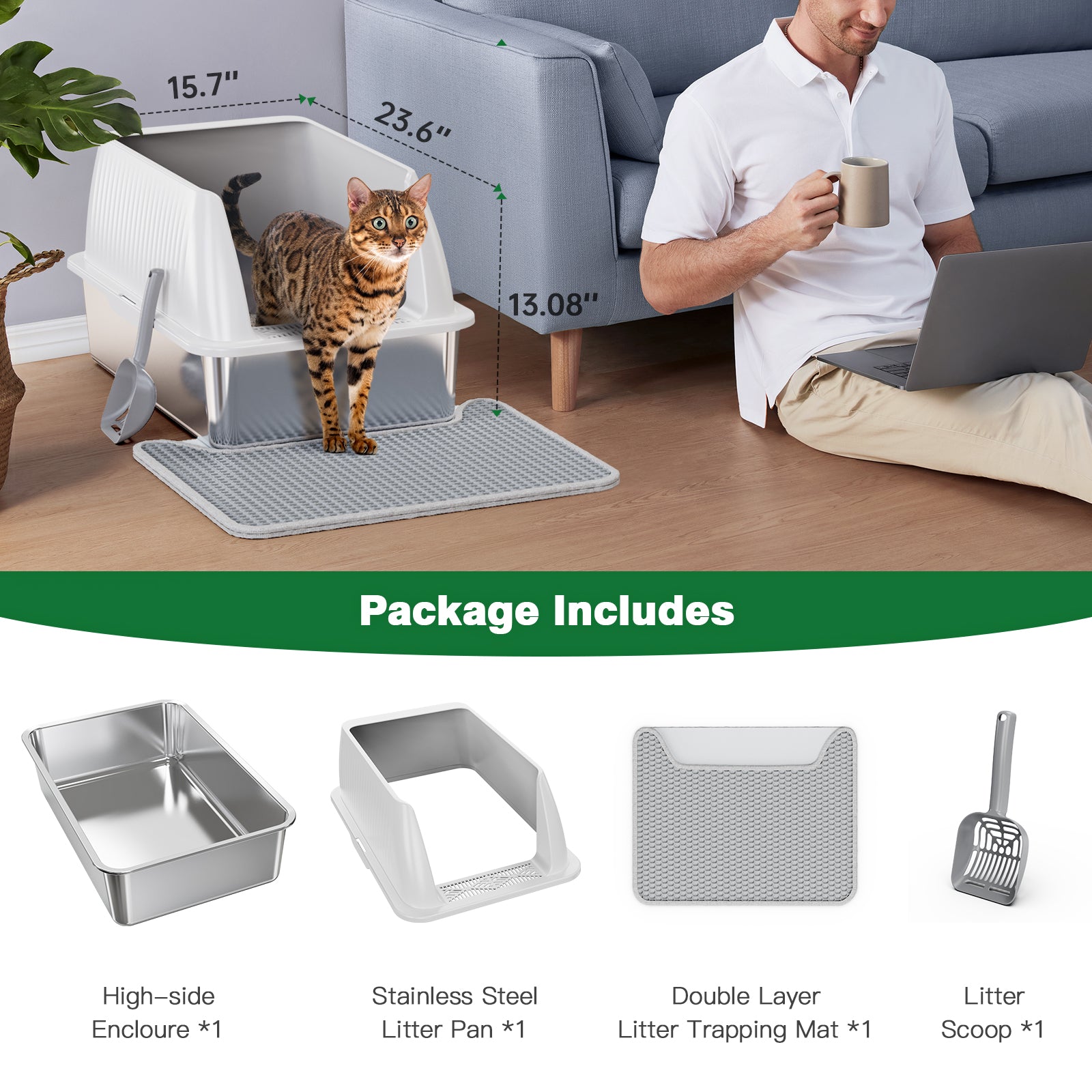 Petterm Stainless Steel Litter Box