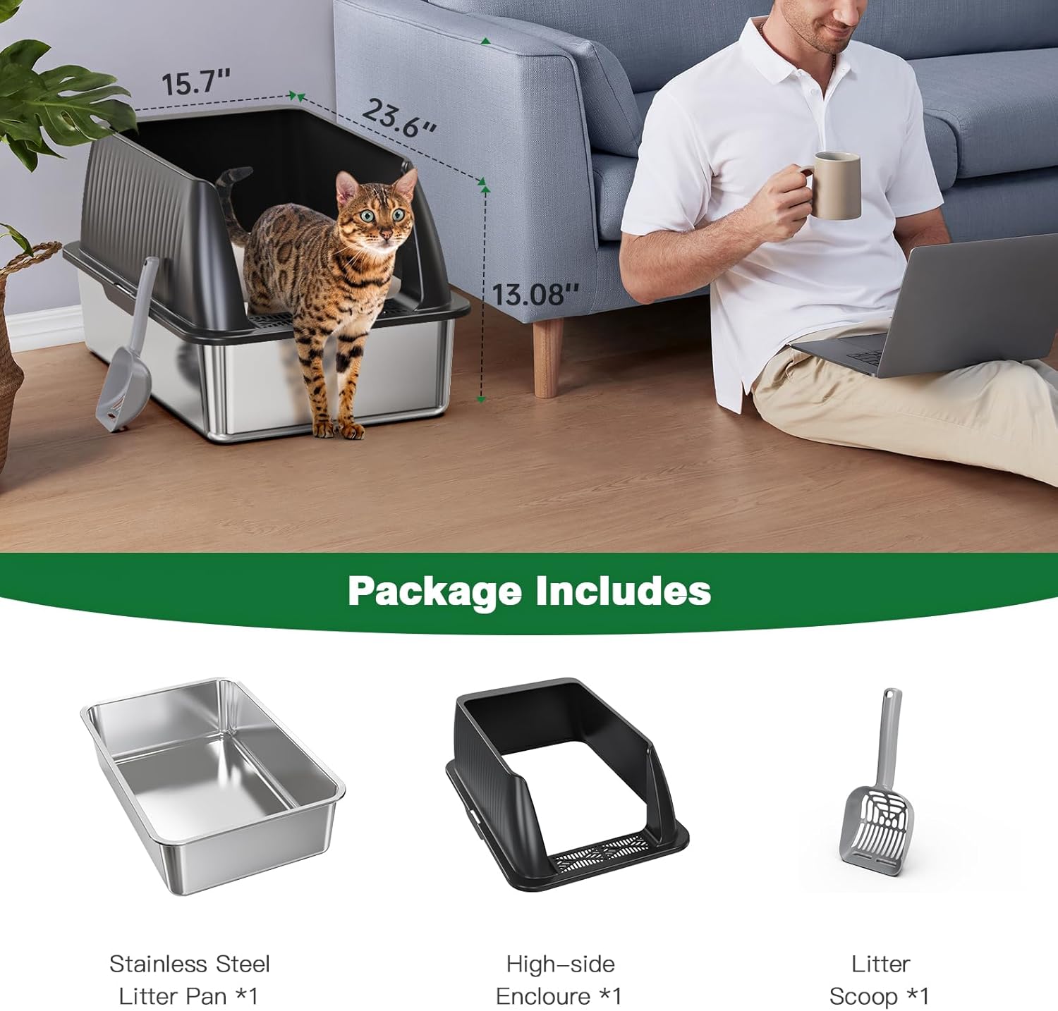 Petterm Stainless Steel Litter Box