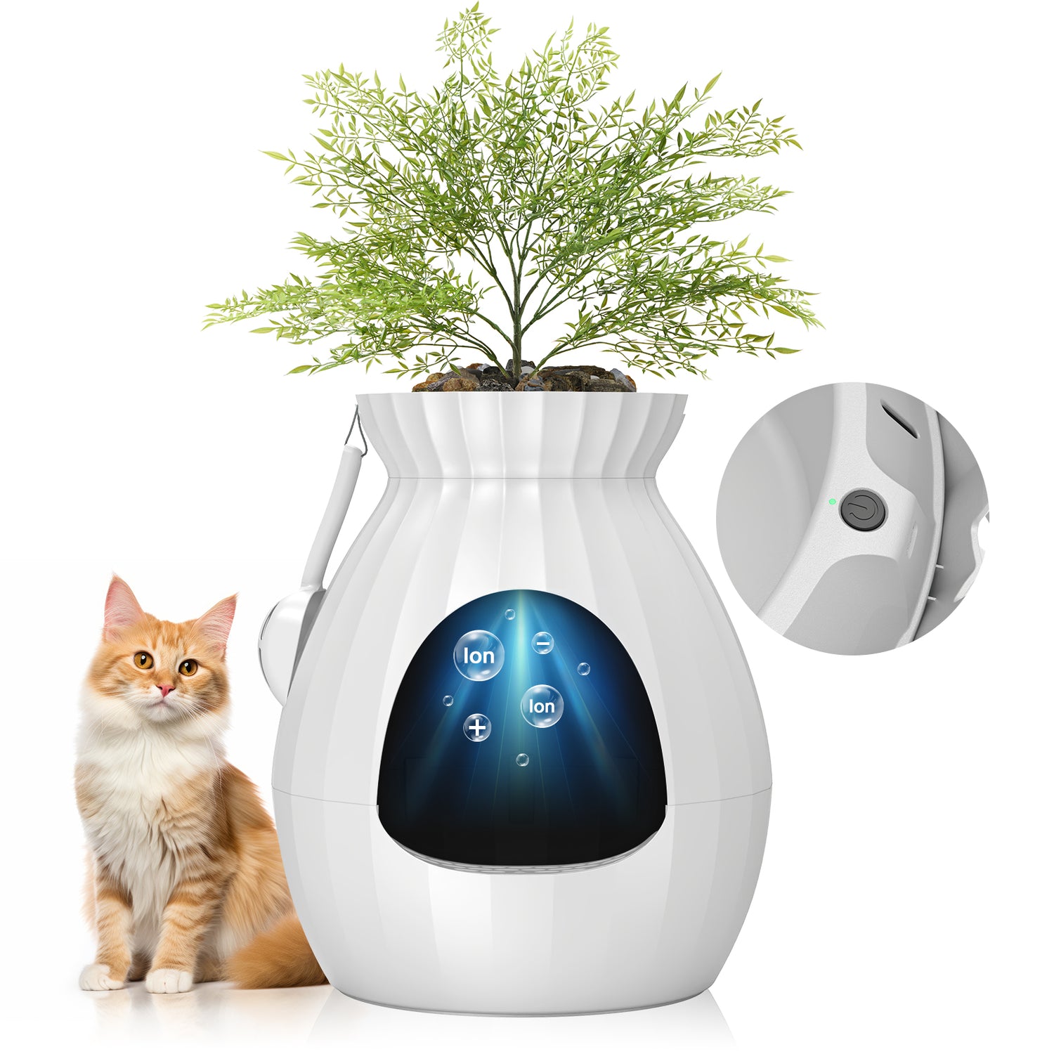 Hidden Plant Smart Odor Removal Cat Litter Box