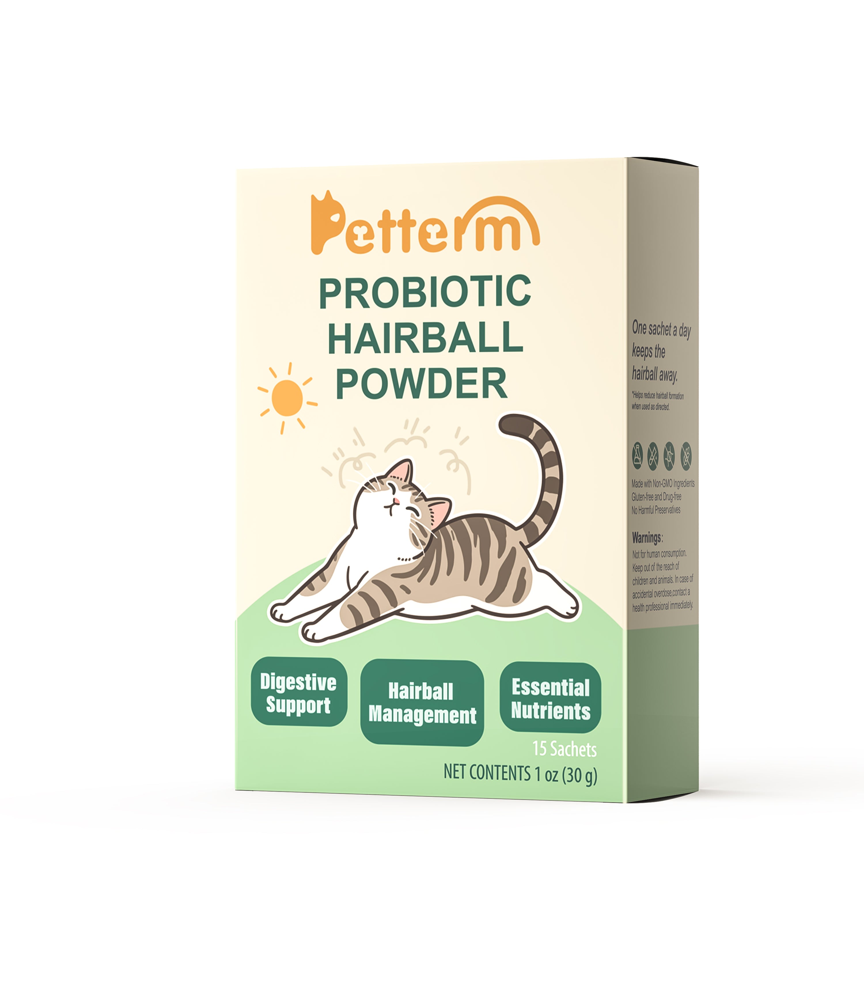 Petterm Probiotic Hairball Powder Supplement