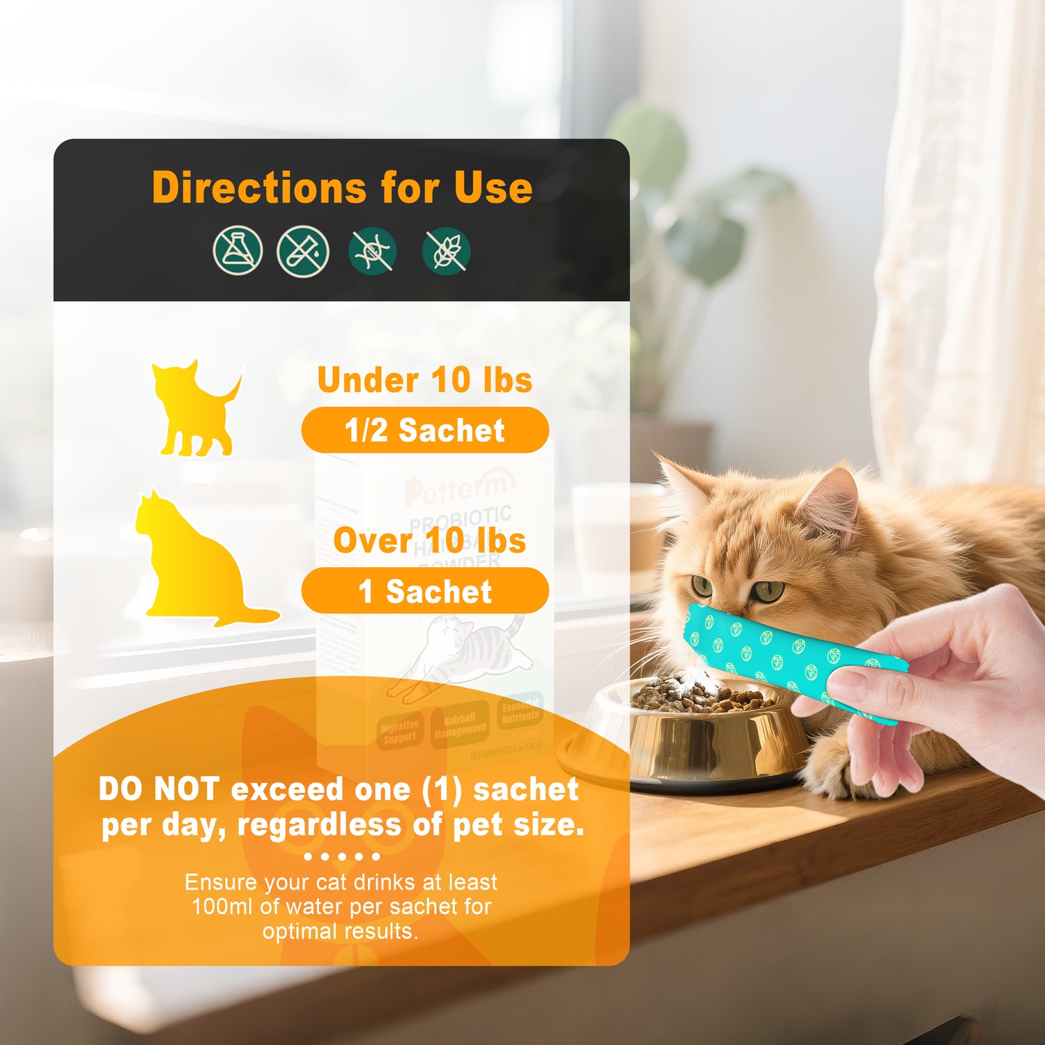 Petterm Probiotic Hairball Powder Supplement