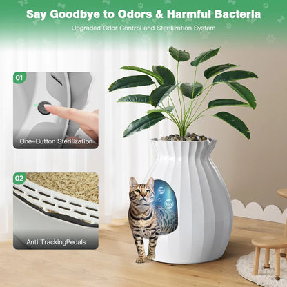 Hidden Plant Smart Odor Removal Cat Litter Box