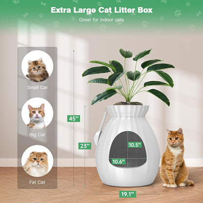 Hidden Plant Smart Odor Removal Cat Litter Box