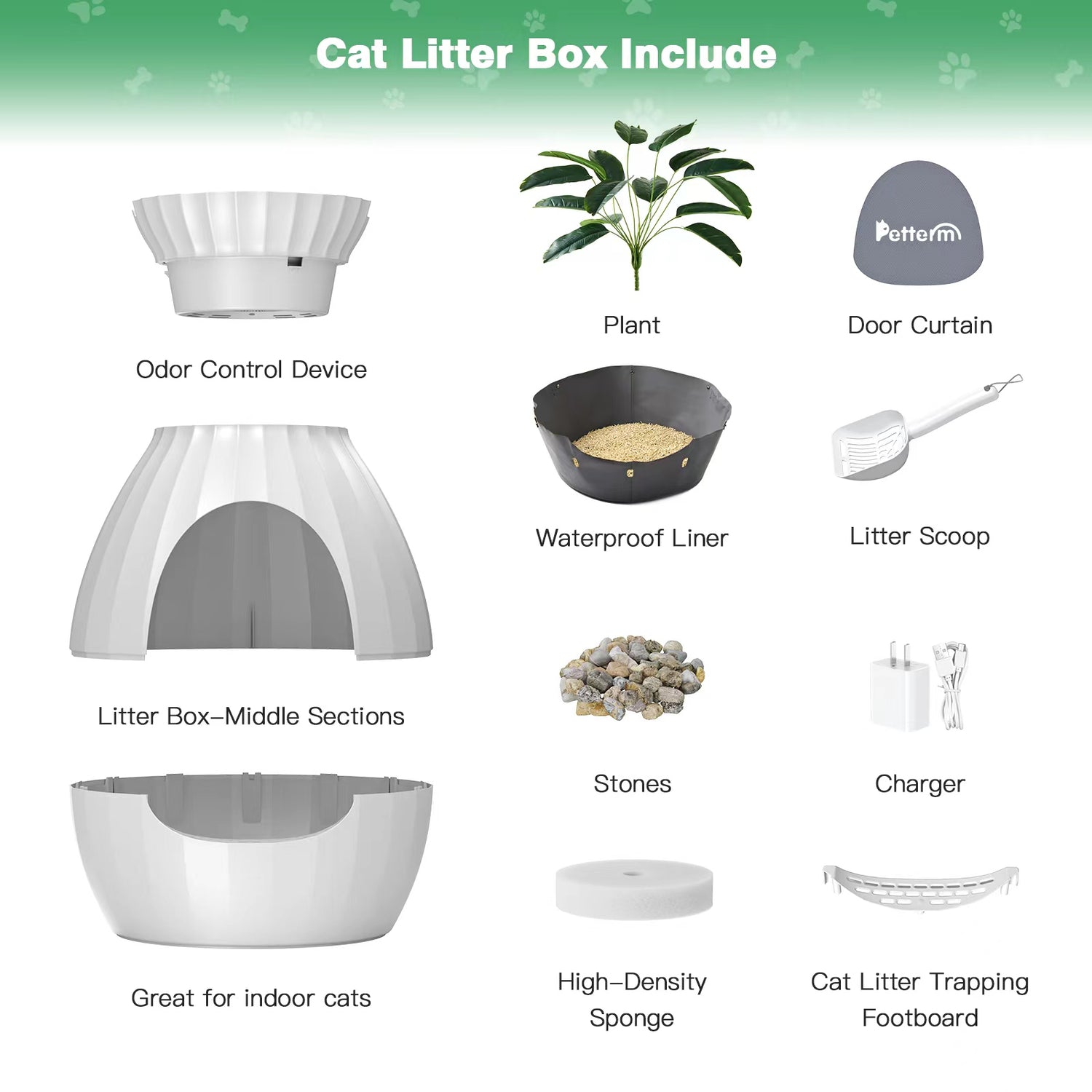 Hidden Plant Smart Odor Removal Cat Litter Box